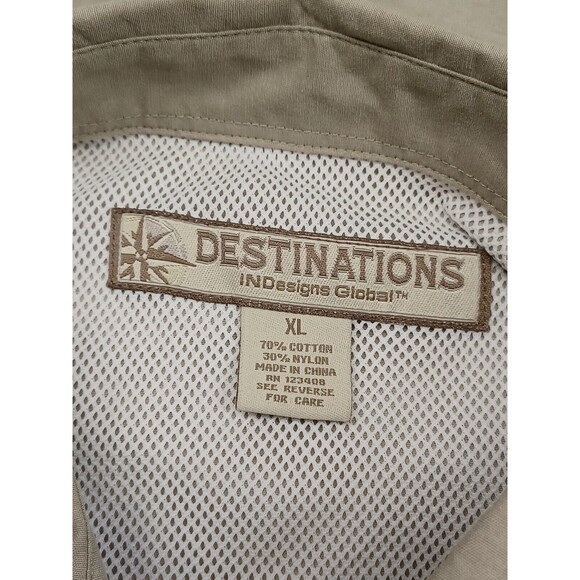 Destinations Indesigns Global Camp Stewart vented Roll Tab shirt  Khaki Sz XL - Picture 10 of 11